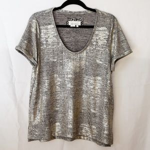 Anthropologie Metallic silver/ gold tee shirt